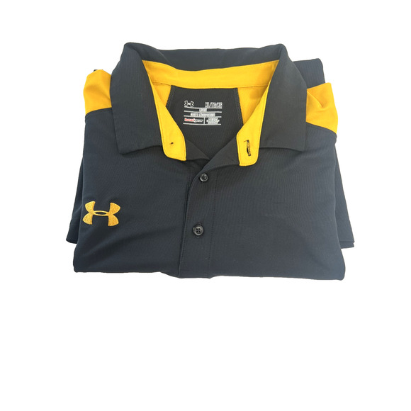 Under Armour Polo Short Sleeve Shirt Men's XL Navy/Gold NWT - Picture 1 of 8